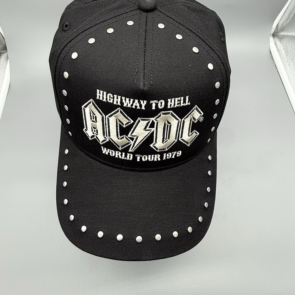 American Needle ACDC Highway to Hell Hat Black Studded Cap World Tour 1979 Rock